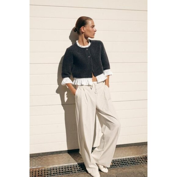 ZARA CONTRAST POPLIN CARDIGAN - Picture 3 of 9